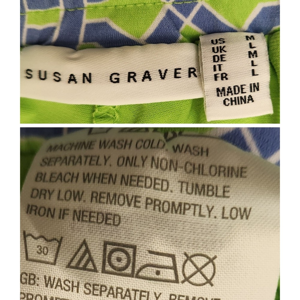 Susan Graver Liquid Knit Skort Green Blue AOP Print Golf Pickleball Womens Sz M - Picture 4 of 5